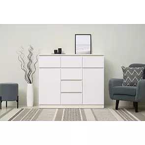 Челси Комод 1200 (2 двери 6 ящиков) (Белый Глянец, Белый)