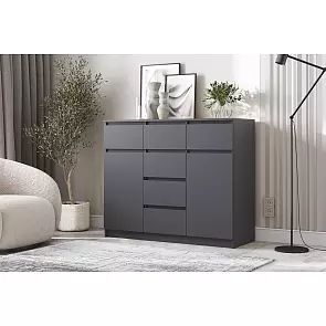 Челси Комод 1200 (2 двери 6 ящиков) (Графит, Графит)
