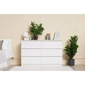 Челси Комод 1202 (6 ящиков) (Ш) (Белый глянец, белый)