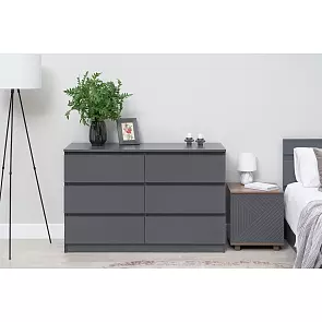 Челси Комод 1202 (6 ящиков) (Ш) (Графит, графит)