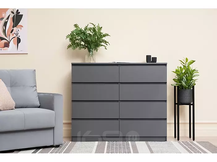 Челси Комод 8 ящиков (Графит, графит)