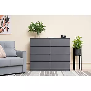 Челси Комод 8 ящиков (Графит, графит)