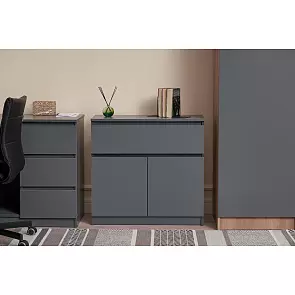Челси Комод 800 (1 ящик 2 двери) (Графит, графит)