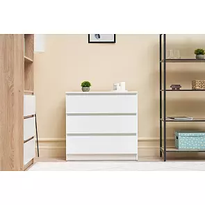 Челси Комод 800 (3 ящика) (Белый глянец, белый)