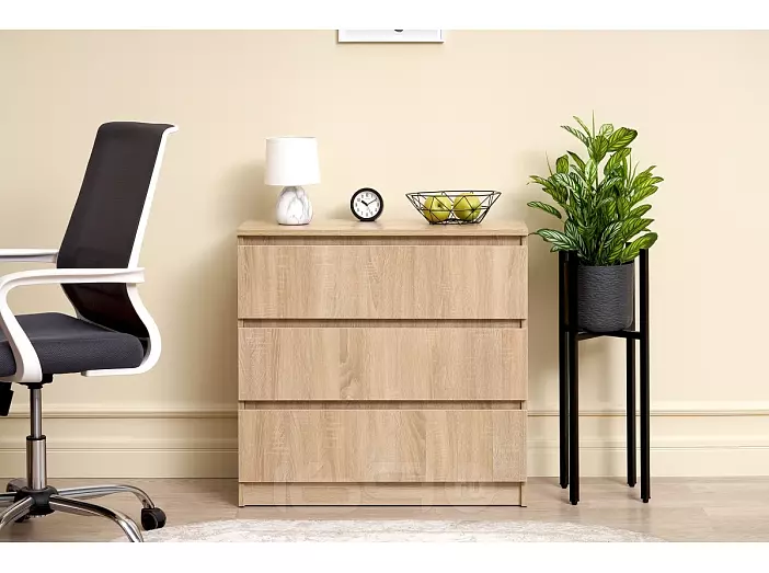 Челси Комод 800 (3 ящика) (Дуб сонома, дуб сонома)