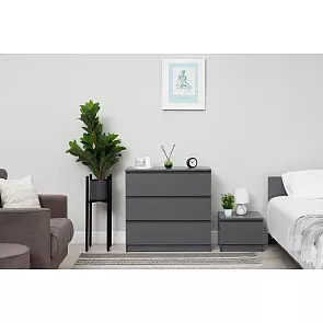 Челси Комод 800 (3 ящика) (Графит, графит)