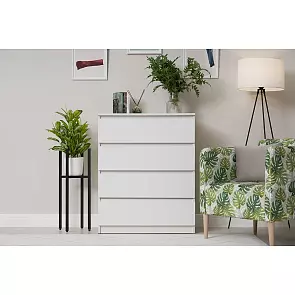 Челси Комод 800 (4 ящика) (Ш) (Белый глянец, белый)