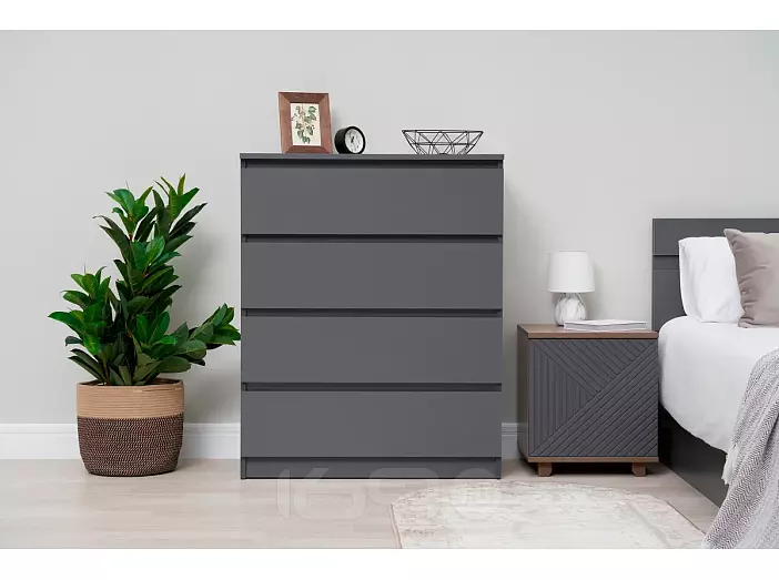 Челси Комод 800 (4 ящика) (Ш) (Графит, графит)