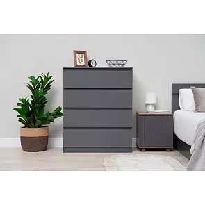 Челси Комод 800 (4 ящика) (Ш) (Графит, графит)