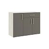 Фиеста NEW Комод 1 ящ 3 двери (1200) (Графит/Дуб Крафт Белый)
