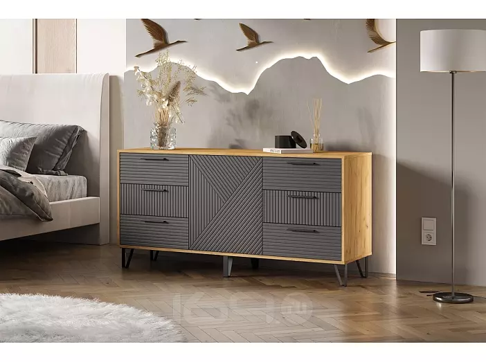 Флэш Комод (1500) (Браш Графит, Дуб Крафт)