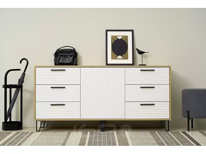 Флэш Комод (1500) (Браш Вайт, Дуб Крафт)