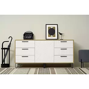 Флэш Комод (1500) (Браш Вайт, Дуб Крафт)