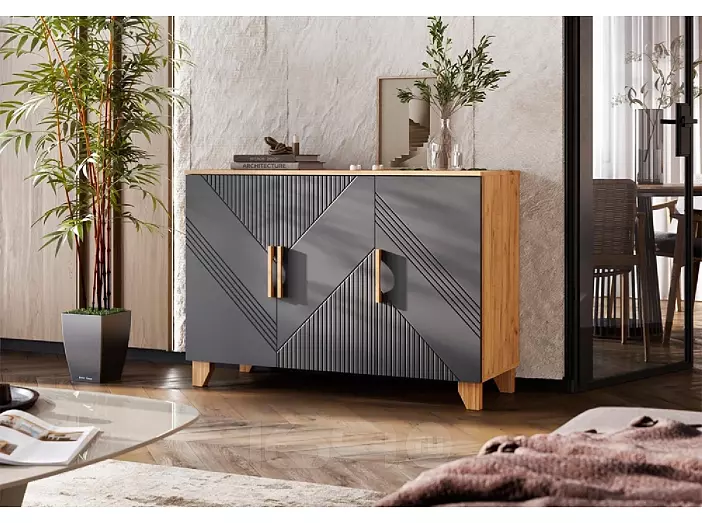 Ирис Комод (1200) (Браш Графит, Дуб Крафт)