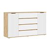 Марвэл Комод 2 двери 4 ящика (1600) (Браш Вайт, Дуб Крафт)