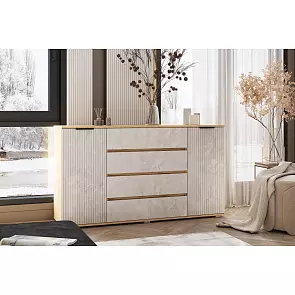 Марвэл Комод 2 двери 4 ящика (1600) (Мальта, Дуб Крафт)