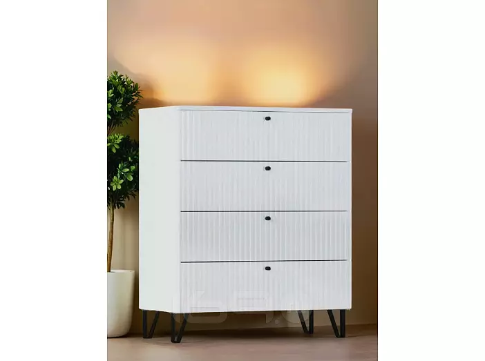 С/Г Оливия Комод 4-ящ (Белый Глянец, Белый)