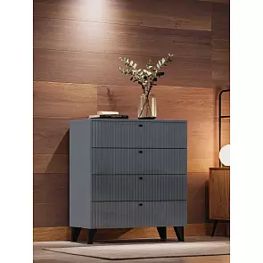 С/Г Оливия Комод 4-ящ (Графит Софт NEW, Графит)