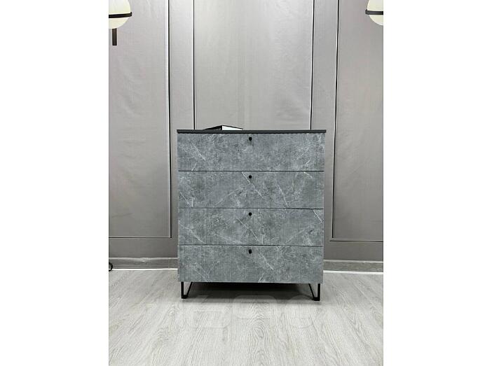С/Г Оливия Комод 4-ящ (Мрамор Глянец, Графит)