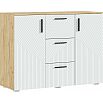 Сильвия Комод 3 ящика 2 двери (1200) (Браш Вайт, Дуб Крафт)
