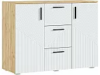 Сильвия Комод 3 ящика 2 двери (1200) (Браш Вайт, Дуб Крафт)