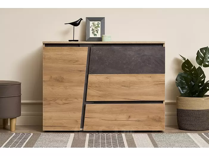 Соренто Комод (Дуб крафт/Бетон темный)