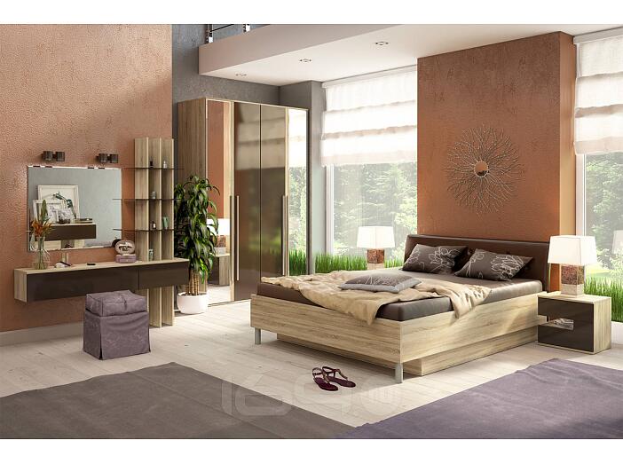 Спальня Ирма-3 Шоколад глянец/ Дуб сонома