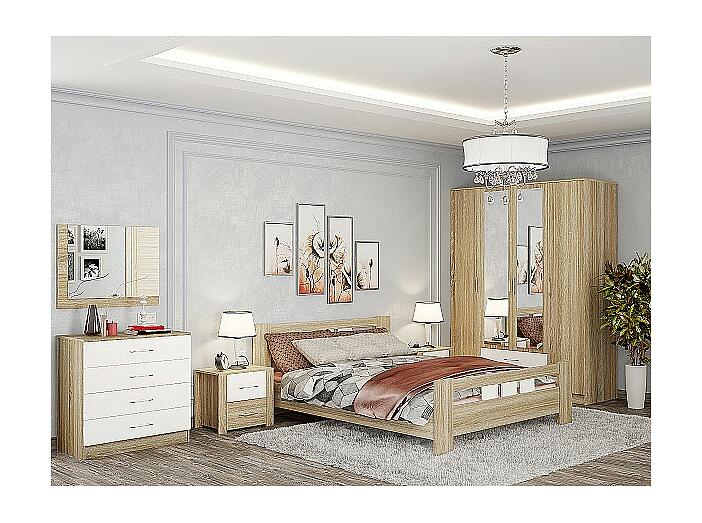 Спальня Сопрано-03 Белый глянец/Дуб сонома