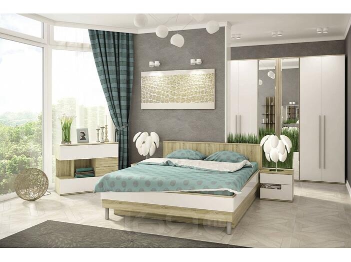 Спальня Ирма-1 Белый глянец/ Дуб сонома