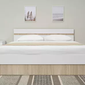 Кровать Челси без обивки белый глянец без П/М 1600x2000, изголовье жесткое