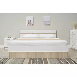 Челси Кровать 1,6м (Белый глянец, дуб сонома)