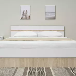 Кровать Челси без обивки белый глянец без П/М 1600x2000, изголовье жесткое