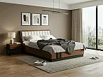 Кровать Магнолия экокожа дерево без П/М 160x200, изголовье мягкое