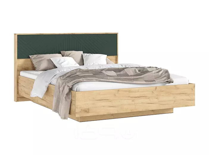 С/Г Флэш Кровать парящая 1,6м (ортопед дерево) (Браш Мени Грин/Дуб Крафт, Дуб Крафт)