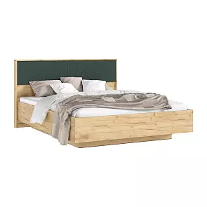 С/Г Флэш Кровать парящая 1,6м (ортопед дерево) с подсветкой (Браш Мени Грин/Дуб Крафт, Дуб Крафт)