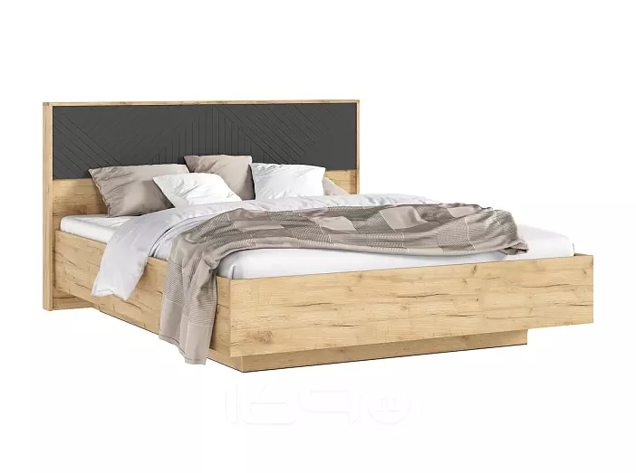 С/Г Флэш Кровать парящая 1,6м (ортопед металл) (Браш Графит/Дуб Крафт, Дуб Крафт)