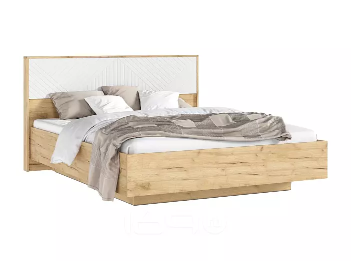 С/Г Флэш Кровать парящая 1,6м (ортопед металл) с подсветкой (Браш Вайт/Дуб Крафт, Дуб Крафт)