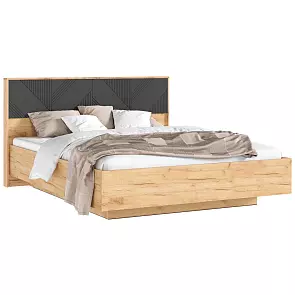 Кровать Ирис без обивки браш графит без П/М 1600x2000, ортопедическое основание, изголовье жесткое