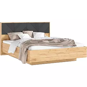 Кровать Ирис без обивки браш графит без П/М 1600x2000, ортопедическое основание, изголовье жесткое