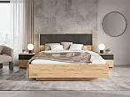 Кровать Ирис с подсветкой без обивки браш графит без П/М 160x200, изголовье жесткое