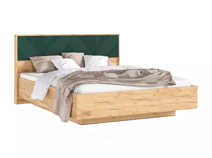 С/Г Ирис Кровать парящая 1,6м (ортопед дерево) с подсветкой (Браш Мени Грин/Дуб Крафт, Дуб Крафт)