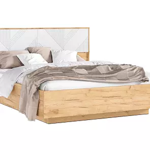 Кровать Ирис с подсветкой без обивки браш вайт без П/М 1600x2000, ортопедическое основание, изголовье жесткое