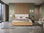 Кровать Ирис с подсветкой без обивки браш вайт без П/М 160x200, изголовье жесткое