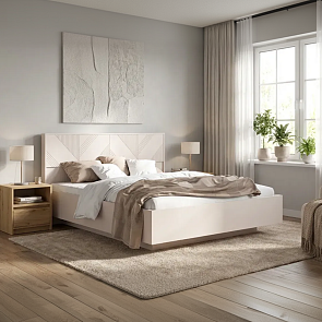 Кровать Ирис с подсветкой без обивки кашемир без П/М 1600x2000, ортопедическое основание, изголовье жесткое