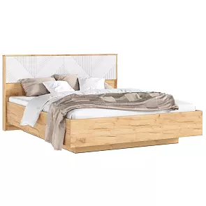Кровать Ирис с подсветкой без обивки браш вайт без П/М 1600x2000, ортопедическое основание, изголовье жесткое