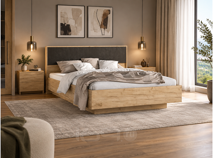 Кровать Марвэл без обивки дуб крафт без П/М 160x200, изголовье жесткое