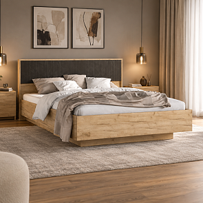 Кровать Марвэл без обивки дуб крафт без П/М 160x200, изголовье жесткое