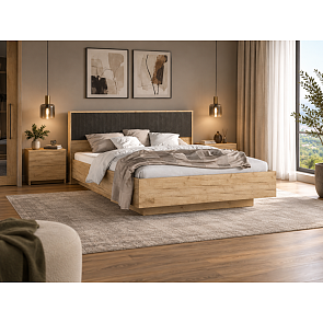 Кровать Марвэл без обивки дуб крафт без П/М 160x200, изголовье жесткое