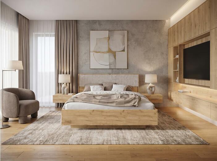 Кровать Марвэл без обивки дуб крафт без П/М 160x200, изголовье жесткое