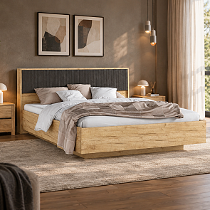 Кровать Марвэл без обивки дуб крафт без П/М 160x200, изголовье жесткое